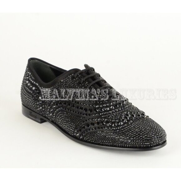 GUCCI SHOES BLACK LACE-UP LOAFERS SATIN WITH BLACK CRYSTALS sz 36.5 6.5 - Picture 6 of 12
